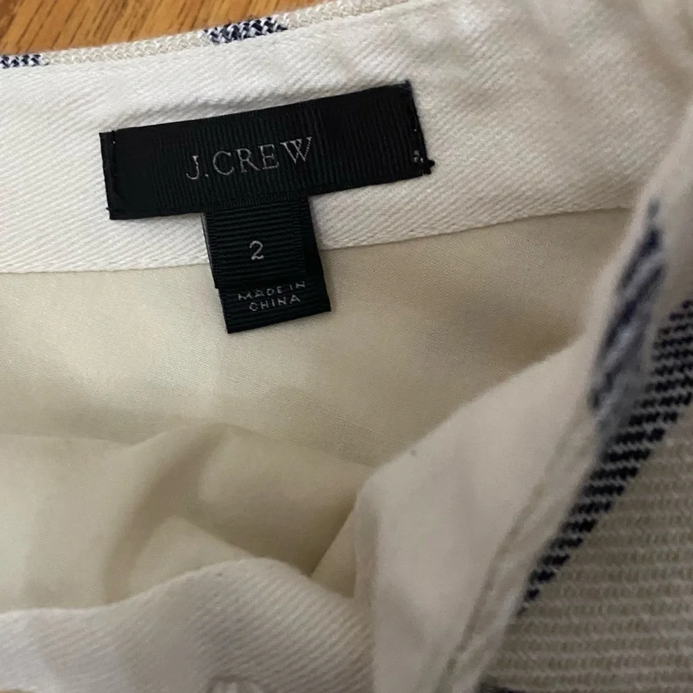J Crew Linen Striped Crossover Cream Blue Skirt